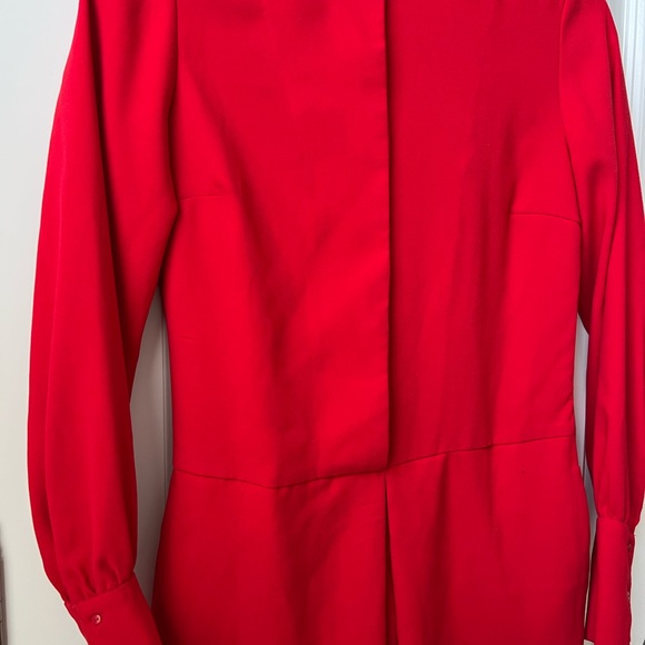 Red romper skort, long sleeve luxurious skort jumpsuit - Picture 3 of 4